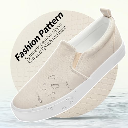 TUOPIN Womens Synthetic Leather Slip On Shoes,Padded Collar Slip on Sneakers for Women,Casual Loafers Walking Shoes - Image 5