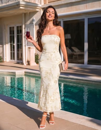 Image of MEROKEETY Women's Summer Floral Wedding Guest Cocktail Maxi Dress