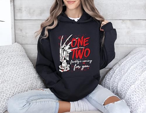 Horror Freddy Shirt, One Two Freddy's Coming For You Sweatshirt, Horror Halloween Hoodie, Retro Halloween Sweatshirt, Halloween Sweatshirt, Scary Movie T-shirt, Horror Night Party Shirt2