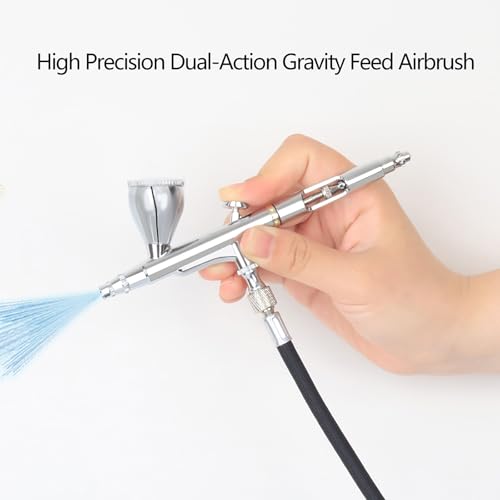 Image of Self-Centring Plug in Nozzle and Easy to Clean Airbrush Pen, 0.3mm Dual Action Airbrush, Air Brush Set Easy Clean for Painting, Nail, Makeup,Airbrush Spray Set for Painting Nails Cake Tattoo