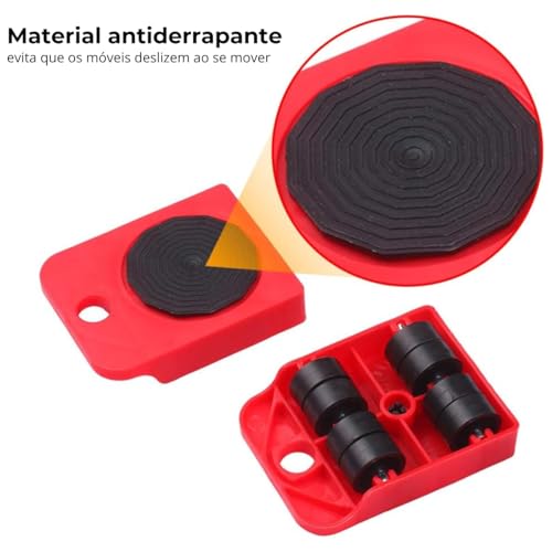 Kit 5 Aparelho Movedor Levantador De Móveis Pesados Grandes Suspende Levanta Arrasta Rodinhas Para M