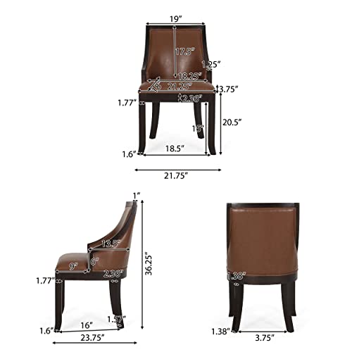 Christopher Knight Home Thurber Upholstered Dining Chairs - Birch Wood - Navy Blue/Walnut (Set of 2) by Christopher Knight Home - Image 4
