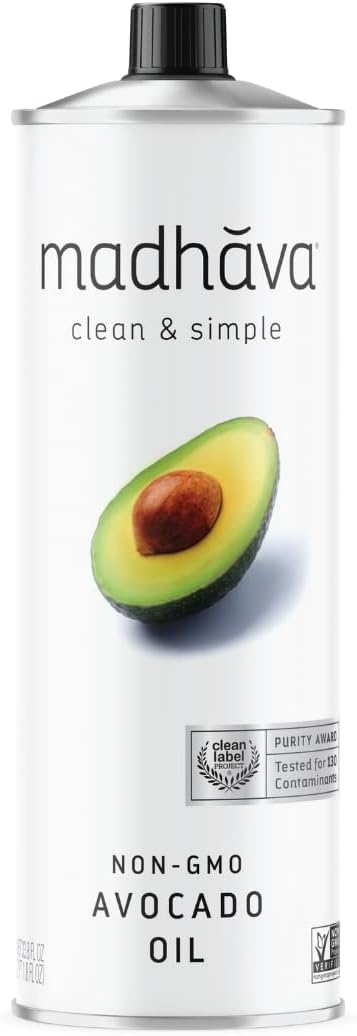 Madhava Organic Avocado Oil, 100% Pure, Single Source, 1L Tin, 33.8 Fl Oz