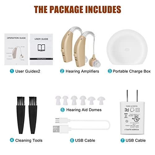 Ginser Hearing Amplifiers For Seniors Rechargeable Hearing Aids With Noise Cancelling For Adults Hearing Loss, Digital Ear Hearing Assist Devices With Volume Control,Set Of 2,White #TOP5