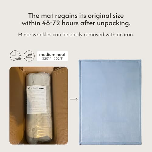 Image of Hakuna Matte CloudSoft Baby Play Mat for Floor 60 inch x 80 inch Blue | Coral Velvethigh-density foam Rug for Crawling & Cozy Play - Non-Slip, Water-Resistant, Easy-CareTummy Time Mat