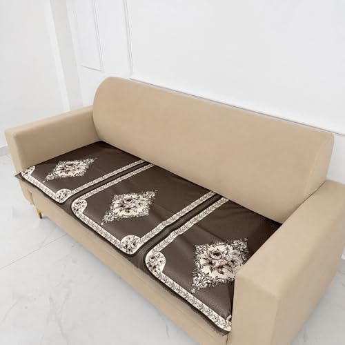 Image of Homerz Premium Waterproof Jasmine Joe Sofa Seat Cover - Floral Printed Sofa Protector | Non-Slip, Washable & Durable Sofa Protector (Coffee, 6 (3+2+1) Seater)