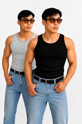 Image of Rockwell Men's Premium Cotton Vest - Sleeveless Gym Undershirt | Breathable, Stretchable & Skin-Friendly Innerwear for Everyday Comfort | Pack of 2 | 302