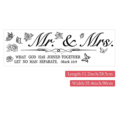 Mr. and Mrs. Wall Decals Peel and Stick Wedding Sayings Art Lettering Stickers Romantic Wedding Anniversary Decor Living Room Bedroom Home Decorations