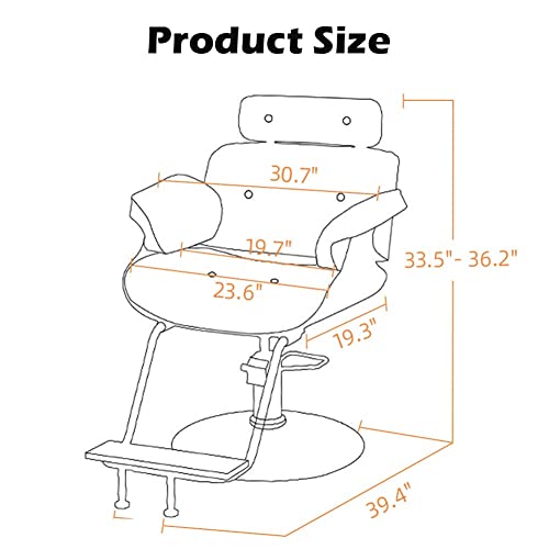 Toocust Salon Chair For Hair Stylist, 23.6" Extra Wider Seat Barber Chair, 360 Degree Swivel - Retro Hair Salon Chair - Height Adjustable, Wood Frame & Hydraulic Pump, Vintage Styling Chair Brown #TOP5