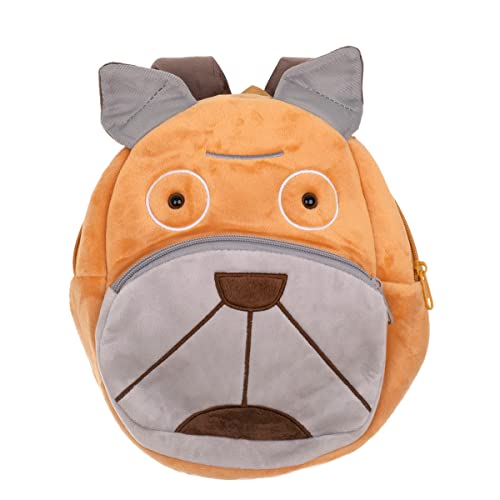 ikonka Plüschrucksack für Vorschulkinder Rucksack Fassungsvermögen von Ungefähr 3 Litern Soft Touch Plüsch Zwei Taschen Verstellbare Hosenträger Netzfutter 24 cm x 7,5 cm x 18,5 cm Hund Hündchen Cover