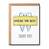 GoGiDesigns Danksagungskarte für Zahnarzt – You Are The Best Lustige Karte – Niedliche Zahnkarte – Tolle Wertschätzungskarte – Dental-Dankeskarte, Weiß
