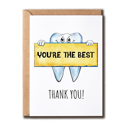 GoGiDesigns Dentist Thank You Card - You Are The Best Funny Card - Cute Tooth Card - Great Appreciation Card - Dental Thank You Card, White