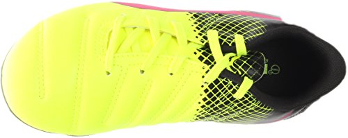 PUMA Unisex-Child Evopower 4.3 Firm Ground Soccer Shoe, Pink Glo/Safety Yellow, 1.5 B US Little Kid