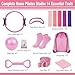 HSYUHZFW Pilates Kit for Home Workouts 14pcs, Pilates Equipment Ring and Ball Set, Multiple Resistance Bands, Non-Slip Socks,Pilates Starter Kit for Women Gym Studio Travel Outdoor
