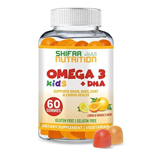 Shifaa Nutrition Vegan Kids Omega 3 Gummies With Dha, 30 Servings | Kids Omega 3 + Dha To Support Brain, Body & Immune System | Non-Gmo, Gluten-Free, Gelatin-Free & Peanut-Free Halal Vitamins #TOP5