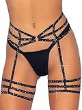 Leg Avenue 81634-00122 Multi Strap Rhinestone Garter Belt With O-Ring Detail, O/S, Black