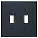 Leviton 80709-E 2-Gang Toggle Device Switch Wallplate, Standard Size, Thermoplastic Nylon, Device Mount, Black