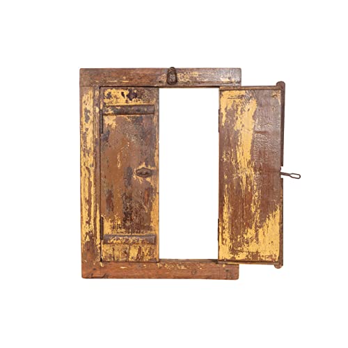 BISCOTTINI INTERNATIONAL ART TRADING Kekse Antikes Fenster Massivholz 48x62 cm | Dekorative und funktionale Holzfenster | Vintage Holz Fenster