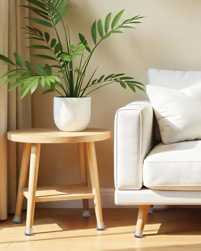 VABNEER 28-32mm Schutzkappen Für Stuhlbeine, 16 Stück Runde Transparent Silikon Stuhlbeinkappen mit Filzpolstern, Rund Tische und Stühle Fuß Protektoren für Hartholzböden