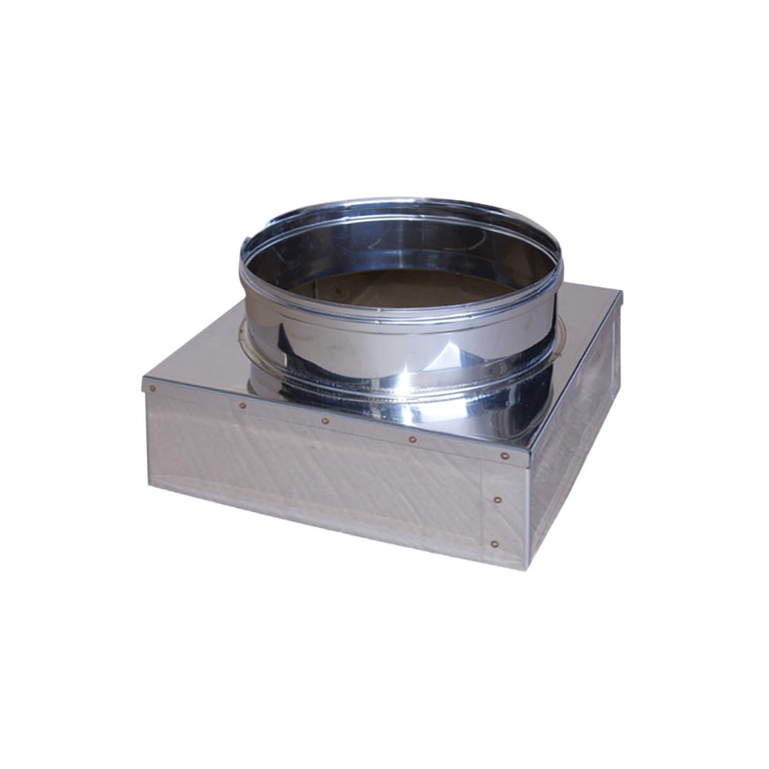 Riduttore da Base Quadra a Base Tonda Monoparete in Acciaio Inox AISI 304 SP. 5/10 - per Camini (20x20 cm - Ø80/200 mm)