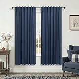 KOUFALL Office Curtains for Men Cave,Cool Light Filtering Translucent Thick Sheer Masculine Curtains for Teen Boy Bedroom,72 Inch Length 2 Panels,Star Night Navy Blue