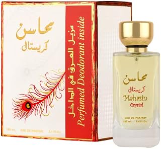 Mahasin Crystal Perfume 100ml EDP Arabian oud Eau de Parfume Free Deodorant Inside Men Women Fragrance