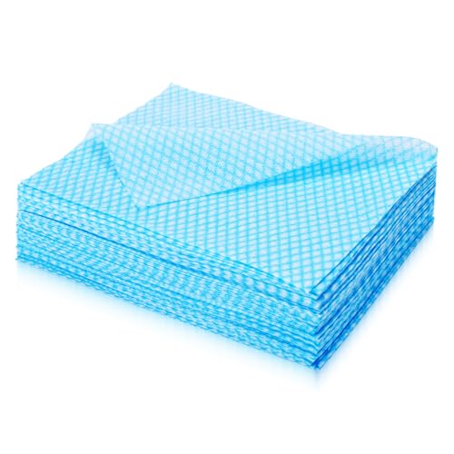 Volokitx 60 Pack 13.8×15.7 in Disposable Dish Cloths for Kitchen, Bathroom & Daily Cleaning – Durable & Short-Term Reusable Cleaning Cloths (Blue)