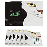 Napperons en PVC tissé résistant aux taches et durable Motif chaton Noir et blanc 30,5 x 45,7 cm