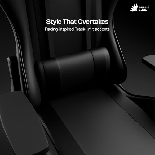 Green Soul Raptor 2.0 Racing Edition Ergonomic Gaming Chair with Premium PU Leather, Adjustable Neck & Lumbar Pillow, 3D Adjustable Armrests & Heavy Duty Nylon Base (Black) - Image 6