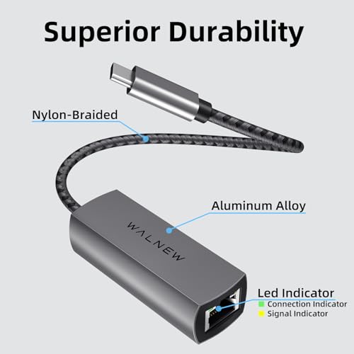 WALNEW USB-C Ethernet Adapter 2.5 Gigabit, USBC to RJ45 LAN Connector - Image 4