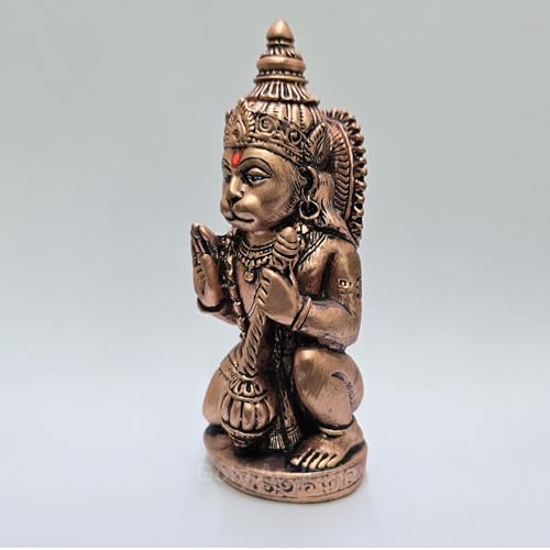 Image of Gold Art India Hanuman ji murti Home Decor Article | Sitting Bajrangbali Idol for Gifting | Maruti Statue with Gada for Puja & Office Desk | Hanuman for House Warming (5 x 2)