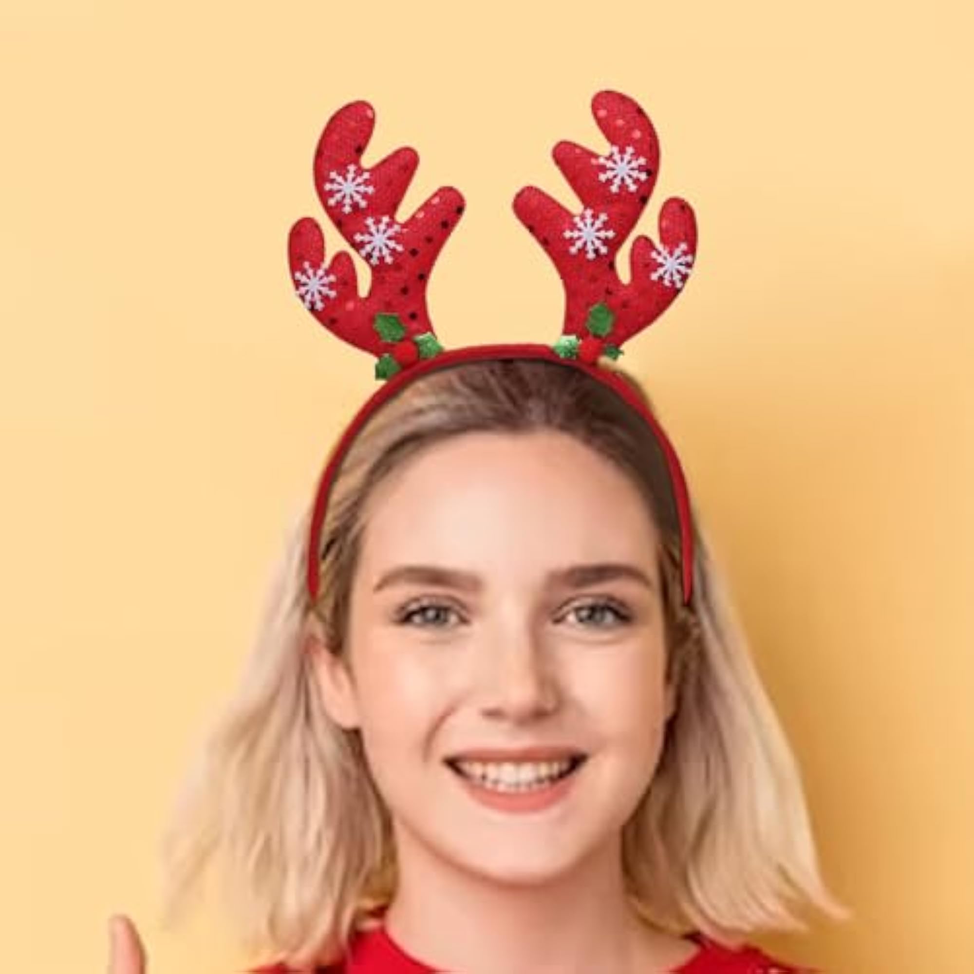 Red Glitter Reindeer Antlers Christmas Headband for Kids