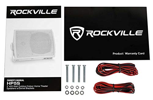 Rockville 4 Hp5S 5.25" Outdoor/Indoor Home Theater Patio Speakers+Swivel Mounts #TOP5