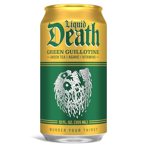 image for Liquid Death, Green Guillotine Iced Tea, 12-Pack (12 oz Cans), Green T