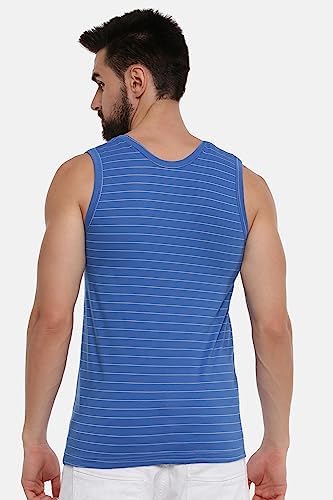 Image of RAMRAJ COTTON Men's Assorted Super Light Sleeveless Combed Cotton|Striped Vest /Banian