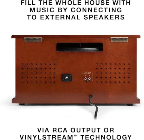 Image of Victrola Navigator 8-in-1 Bluetooth Record Player with Built-in Speakers - 3 Speed Turntable, CD Player, Cassette, FM Radio, USB, RCA Out, Headphone Jack, Wireless Music Streaming, Real Wood (White)