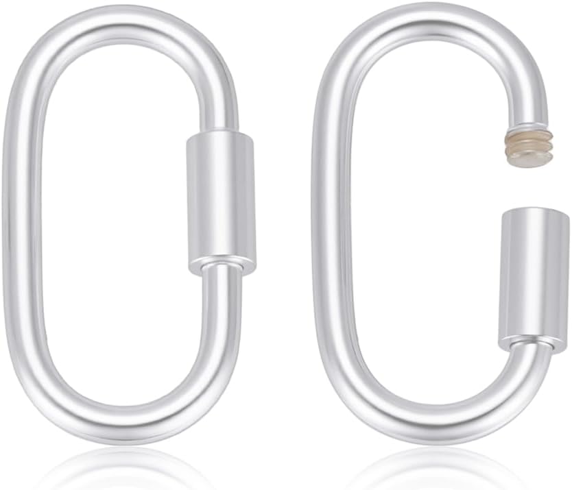 2 pieces 925 sterling silver screw locks, oval jewellery clasp with lock, lobster clasp, necklace connector for DIY crafts, jewellery making