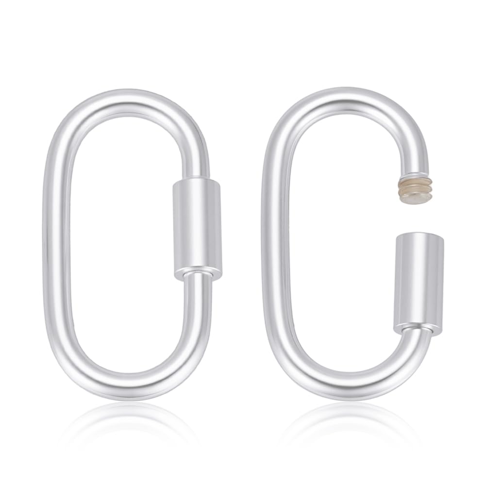 2 pieces 925 sterling silver screw locks, oval jewellery clasp with lock, lobster clasp, necklace connector for DIY crafts, jewellery making