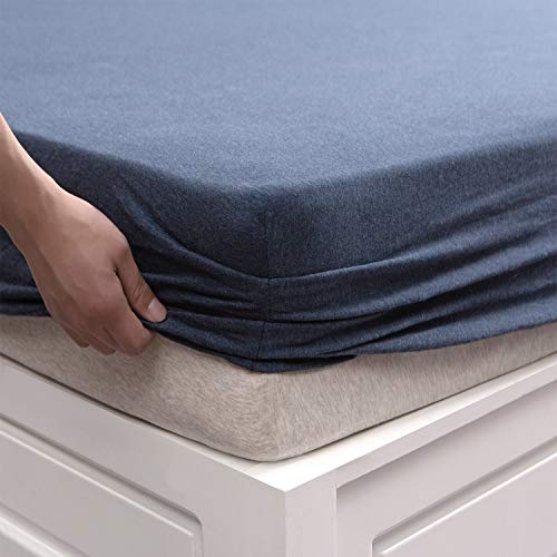Drap-housse jersey coton King bleu marine idéal pour des nuits douces