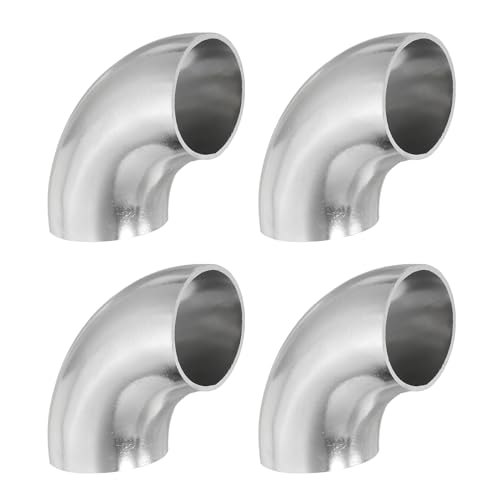 PATIKIL 1-1/4 OD 201 Acciaio Inossidabile Butt, 4pz Gomito a 90 Gradi Raccordo per Tubo Curva Saldatura Saldatura Connessione per Ringhiera Scale