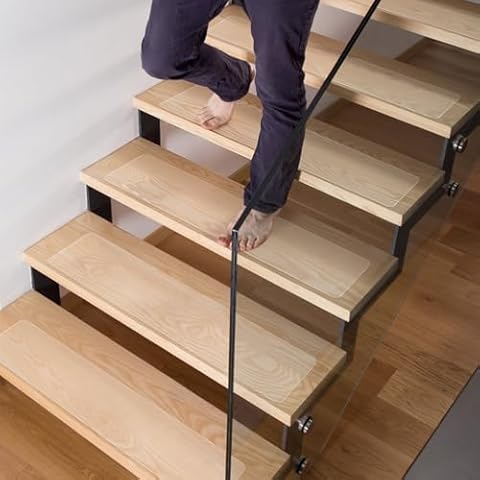LifeGrip Stair Treads Non-Slip (15PCS), Anti Slip Transparent Stair Treads Tape for Indoor Wooden Step (4"X30"X15P-Treads) Cover