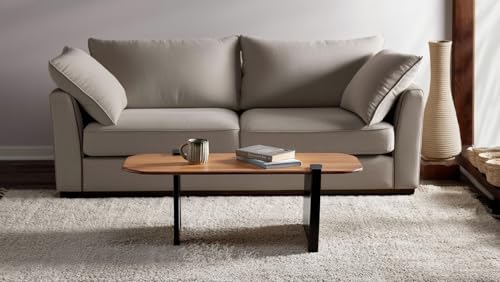 Image of Modern Wooden Coffee Table for Living Room | Sheesham Wood Center Table | Contemporary Tea Table Furniture for Home | Minimalist Designer Cocktail Table for Lounge, Apartment & Office | Teak Finish