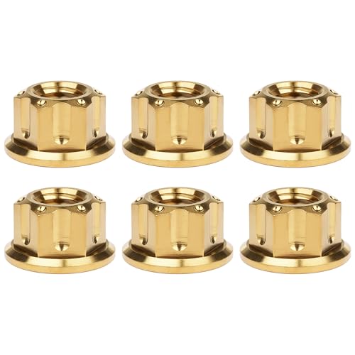 Image of Titanium M6 M8 M10 M12 M14 M16 Flange Bolt Nut Bicycle Motorcycle Rear Axle Car Modification Accessories Pack of 6 (M8 Pitch 1.25mm, Gold)