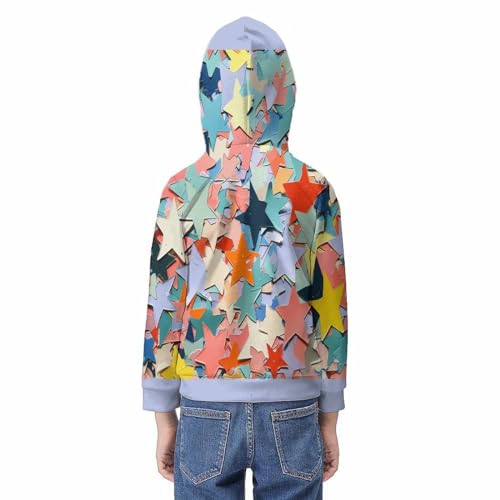 Pull enfants imprimé étoiles à cinq branches avec sweat à capuche manches longues - 6