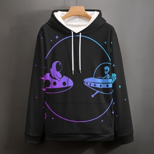 Sweats à capuche manche longue graphiques et pull unisexe imprimé espace S - 4