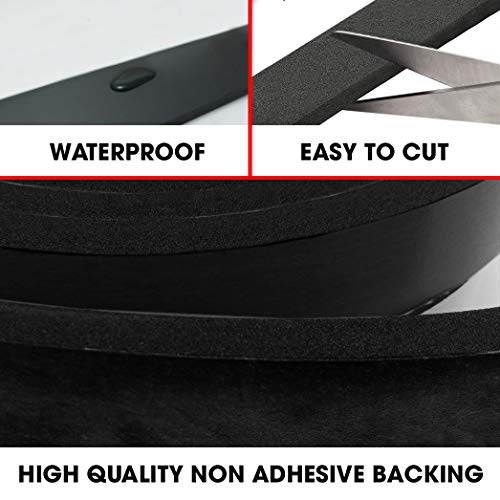 Neoprene Foam Strip Roll By Dualplex, 1" Wide X 10' Long X 1/4" Thick, Weather Seal High Density Stripping Non Adhesive – Weather Strip Roll Insulation Foam Strips - 10 Feet Long #TOP2