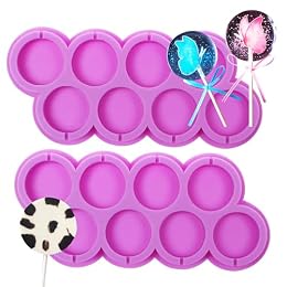 Lollipop Molds Silicone, 2 Packs Large Candy Round Molds with 8-Cavity, for Lollipops Gummy Jelly Ice for Birthday Wedding Baby Shower Thanksgiving Party
