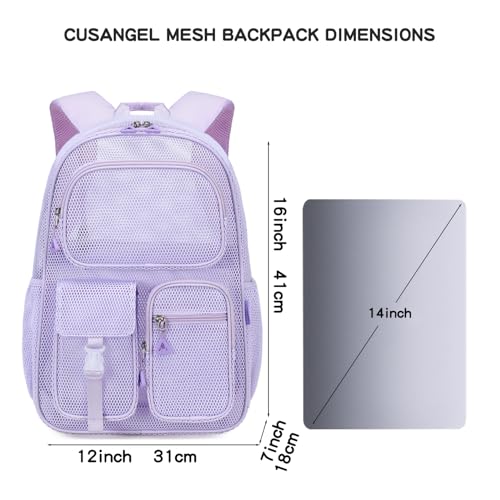 Image of Cusangel Clear backpack for men women (Purple Mesh Backpack)