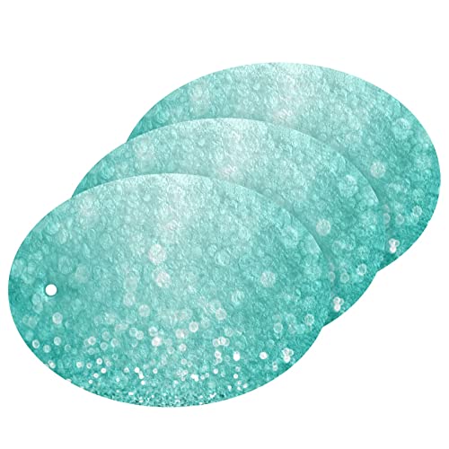 Image of Teal Turquoise Sparkle Kitchen Sponges Abstract Green Cleaning Dish Sponges Non-Scratch Natural Scrubber Sponge for Kitchen Bathroom Cars, pack of 3