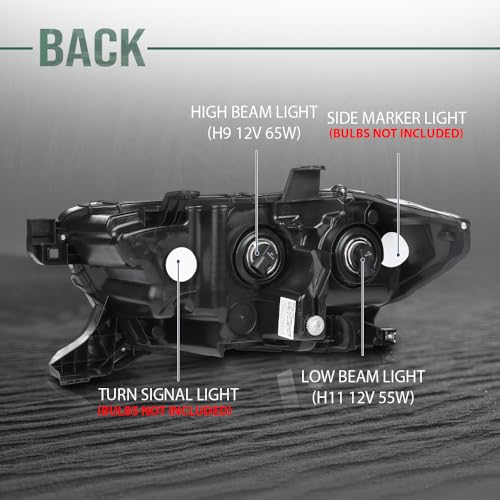 Image of GRAND ORANGE Right Side Headlight Assembly W /O LED Daytime Running Light Front Headlamp Compatible with Toyota Tacoma SR Crew Cab /Extend Cab pickup 2019-2023 White